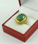 ANTIQUE 18KT GOLD SPINACH GREEN JADE OVAL CABOCHON RING - 7