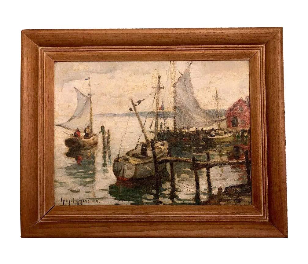 GUY CARLETON WIGGINS OIL PAINTING ESSEX CONNECTICUT: GUY CARLETON WIGGINS OIL PAINTING ESSEX CONNECTICUT DETAILS: - ARTIST: Guy Carleton Wiggins - ORIGIN: American, (1883-1962) - TITLE: A Quiet Day; Essex, Connecticut - SIGNED: Guy Wiggins N.A. (ll) Tit