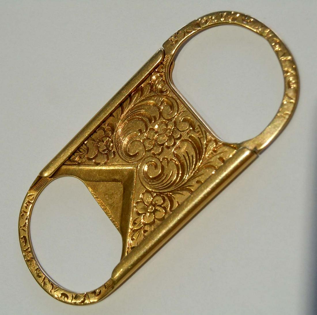 1902 ENGRAVED 14K GOLD CIGAR CUTTER EDWARDIAN VICTORIAN (1 of 6)