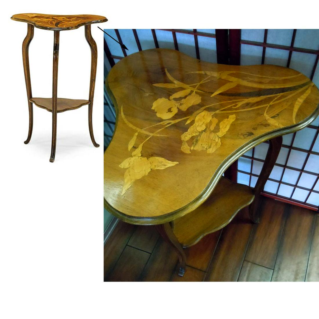 FRENCH EMILE GALLE ART NOUVEAU TABLE WITH IRISES c1900 (1 of 2)