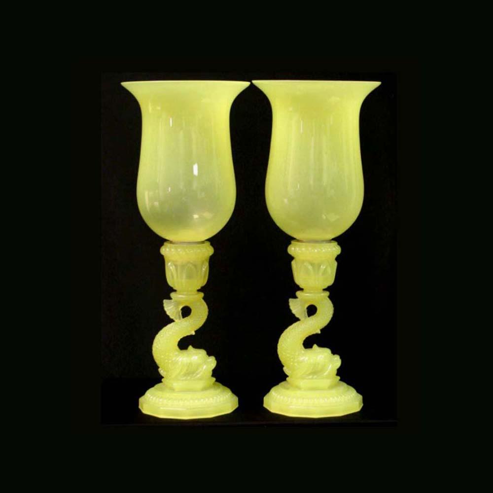 CANARY YELLOW FRENCH DOLPHIN CANDLESTICKS (1 of 4)