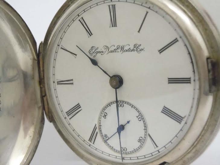1894 COIN SILVER HUNTING CASE ELGIN POCKET WATCH 18S, (1 of 4)