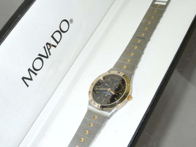 MENS MOVADO TRIPLE DATE MOONPHASE 81.84.861V81 WATCH (1 of 5)
