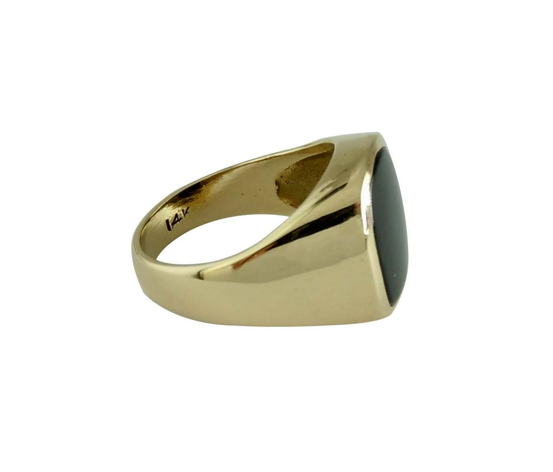MENS CHUNKY 14K SQUARE CUSHION BLACK ONYX PINKY RING (1 of 7)