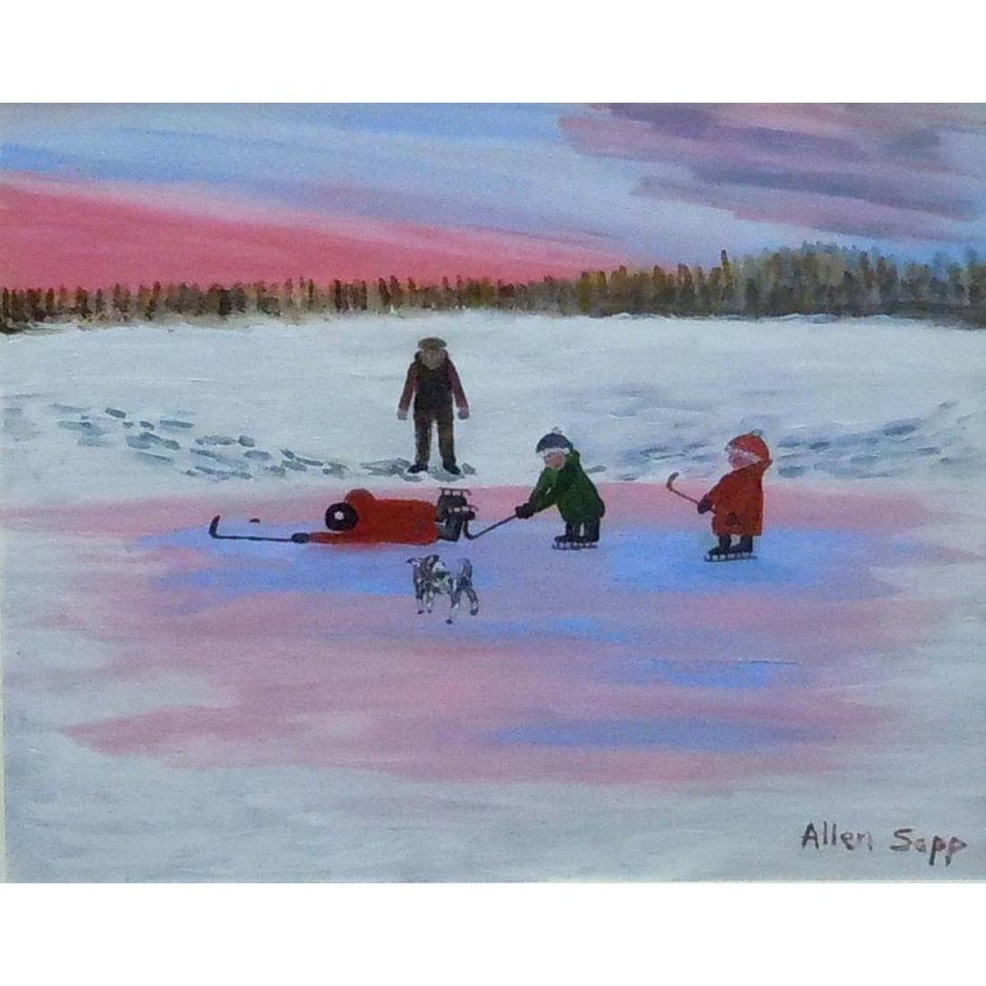 ALLEN SAPP ICE HOCKEY COACH OIL PAINTING, CANADIAN (1 of 4)