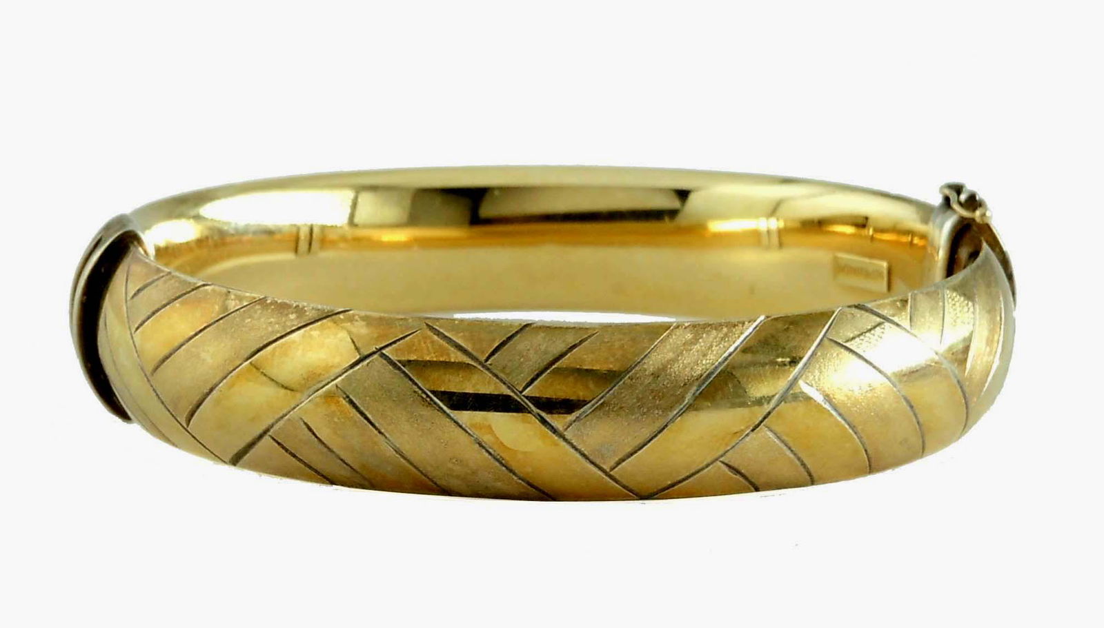 BASKET WEAVE VERMEIL BANGLE BRACELET 925 1/20 14K GOLD (1 of 4)