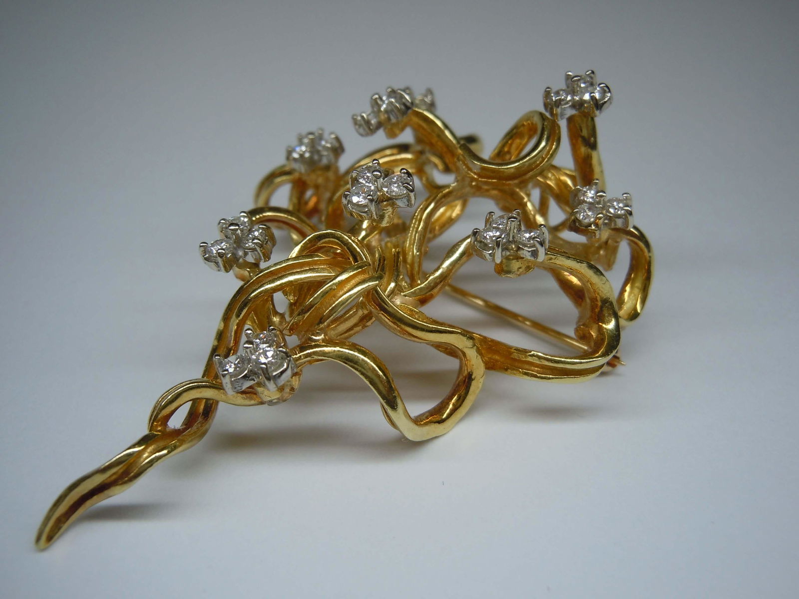 GRAPE VINE FORM 18KT GOLD DIAMOND FRENCH ART NOUVEAU (1 of 8)