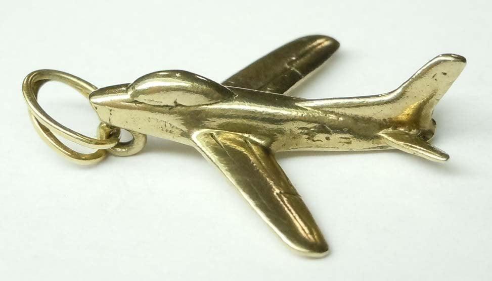 14K GOLD F-86 SABRE 3D US JET FIGHTER CHARM PENDANT AIR (1 of 5)