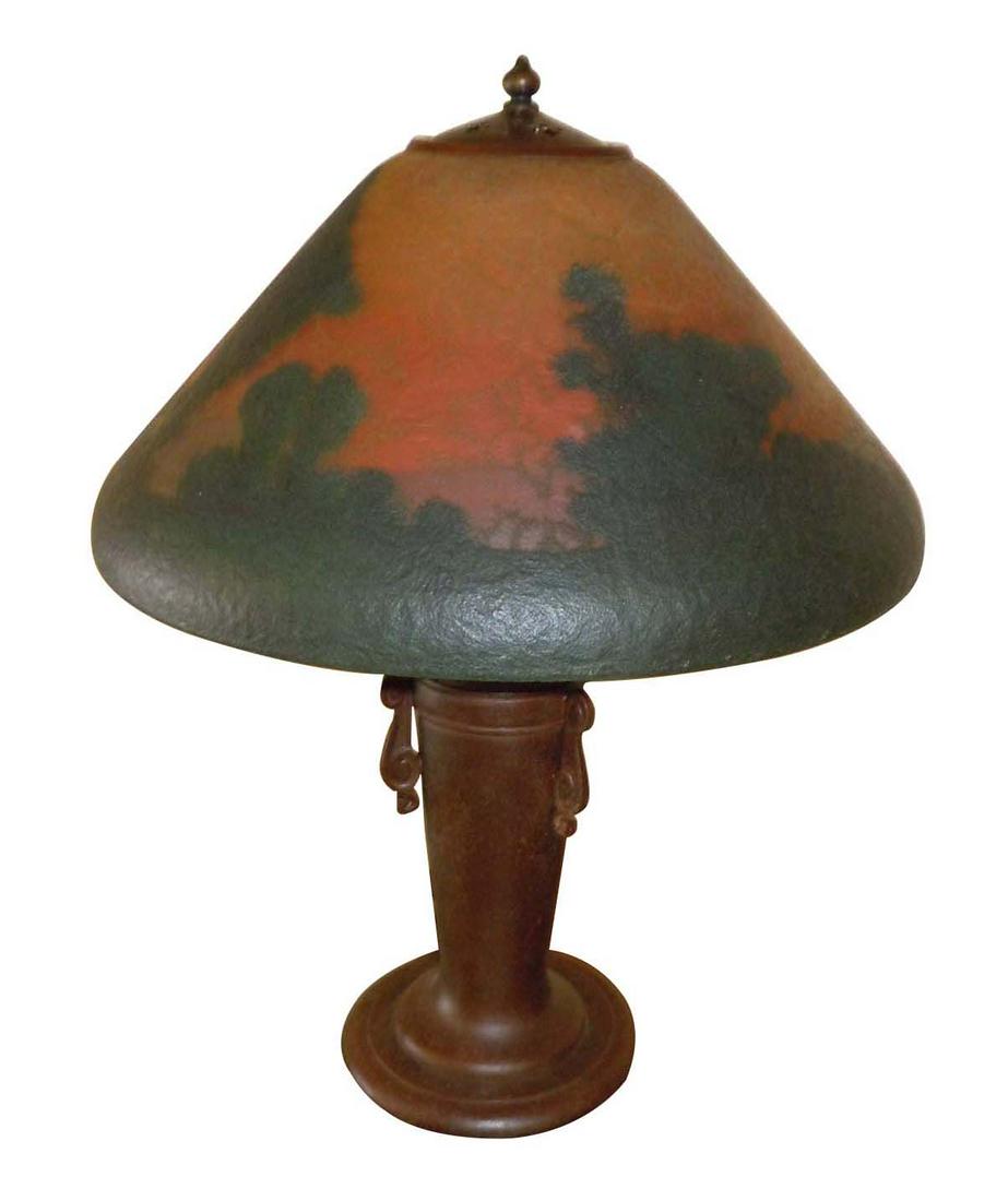 HANDEL REVERSE PAINTED, LUSH LANDSCAPE TABLE LAMP (1 of 20)