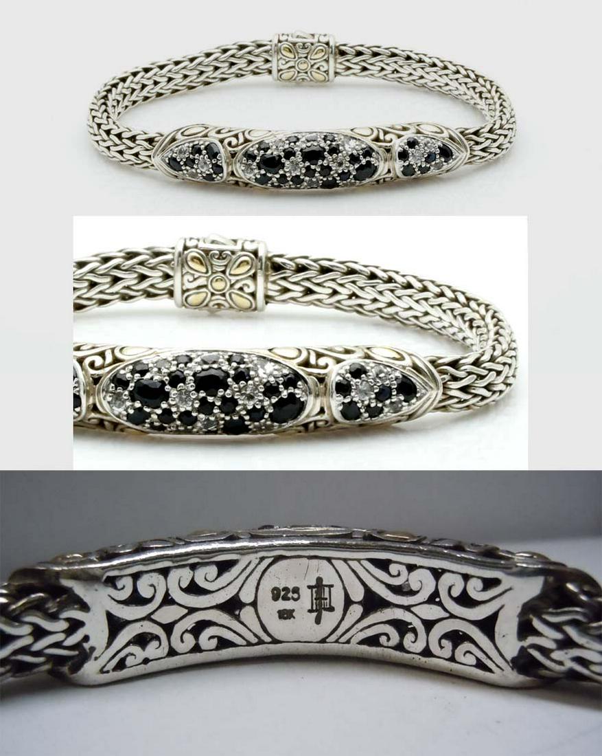 JOHN HARDY 18K & SILVER BLUE & WHITE SAPPHIRE BRACELET (1 of 9)