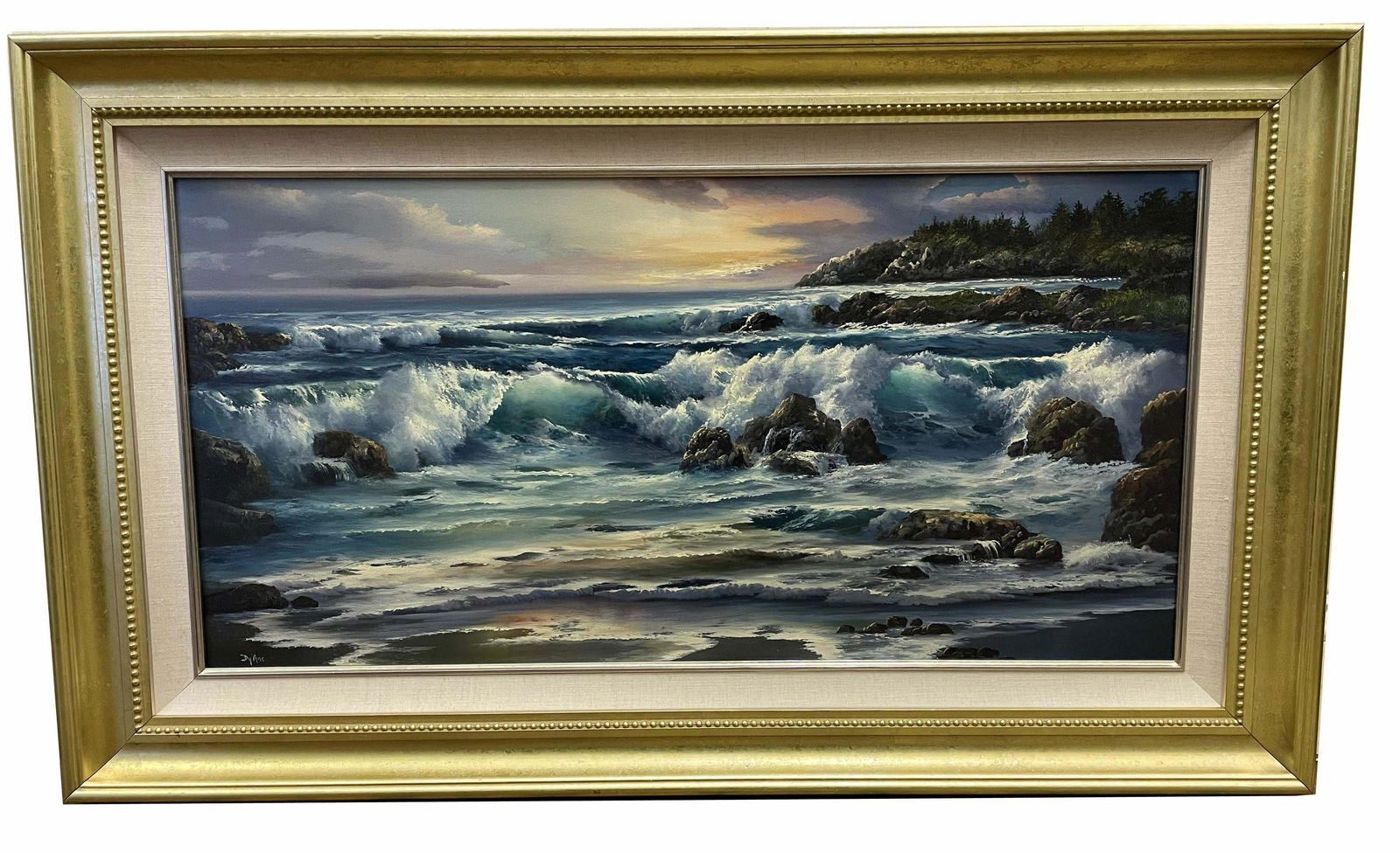 JUDY DY'ANS OCEAN SHORE SEASCAPE SUNSET OIL PAINTING (1 of 8)