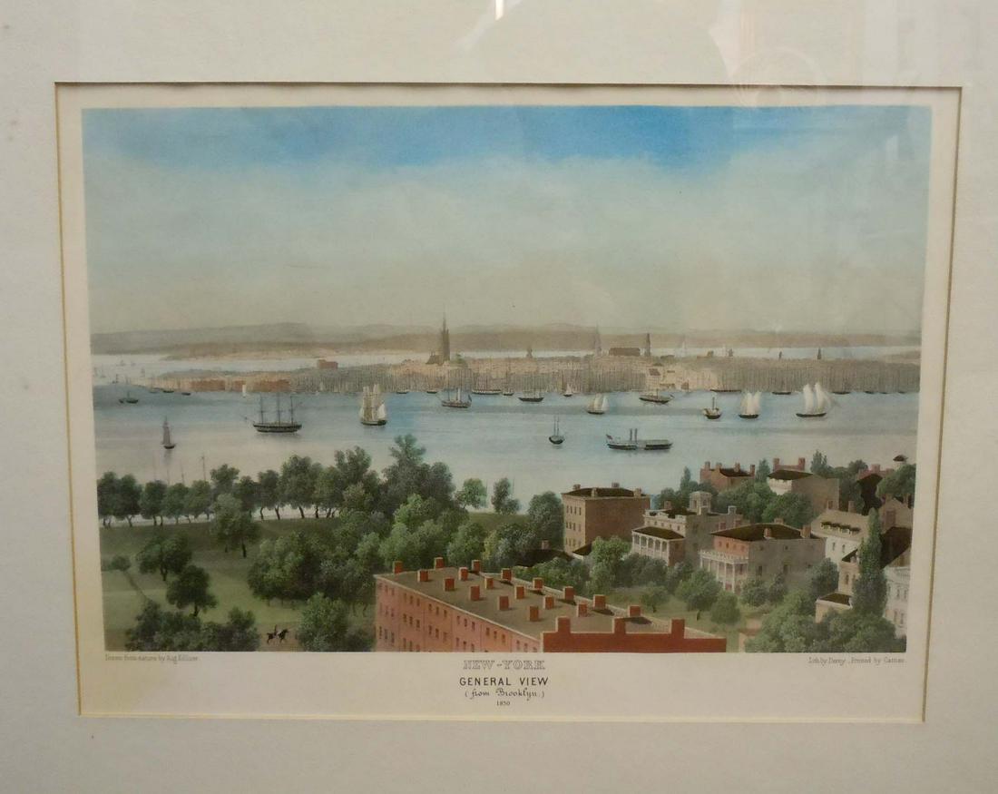 NEW YORK CITY BROOKLYN VIEW 1850 LITHOGRAPH NYC (1 of 9)