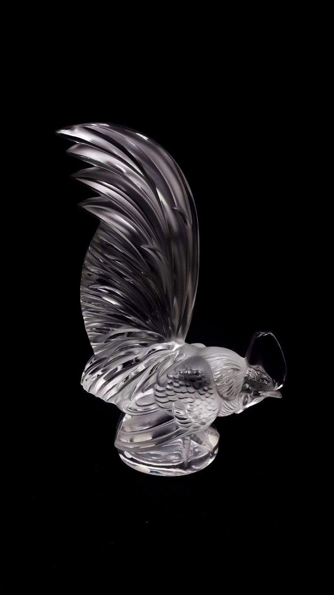 LALIQUE 11800 ROOSTER COQ NAIN ART GLASS HOOD ORNAMENT (1 of 5)