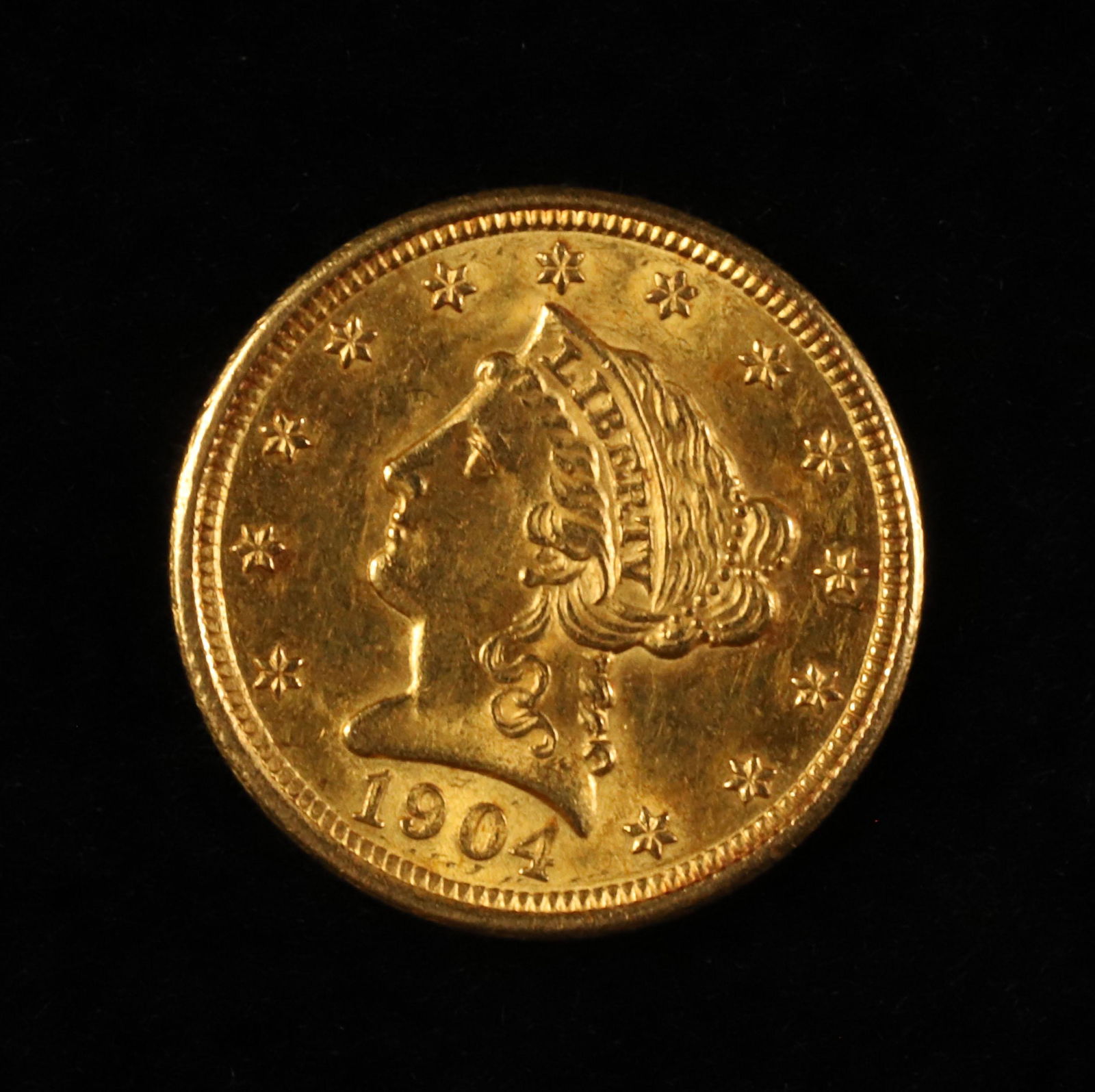 1904 $2.50 LIBERTY HEAD MS64 RAW-UNGRADED US GOLD COIN  $2.50Liberty Head MS64 Raw-Ungraded. (1 of 2)