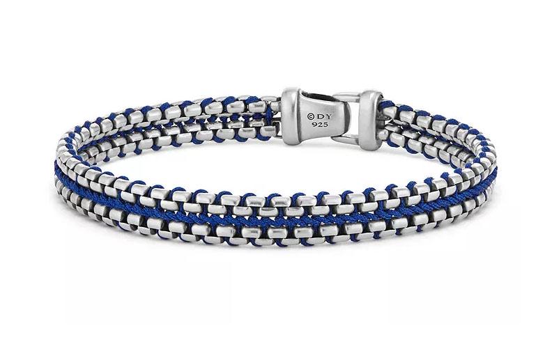 BLUE DAVID YURMAN WOVEN BOX CHAIN 925 SILVER BRACELET    A Stunning Nylon & Sterling Silver David (1 of 3)