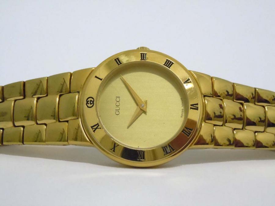 LADYS GUCCI 3000L CHAMPAGNE DIAL ROMAN BEZEL WATCH  Outstanding Lady's Gucci 3000L Gold Tone (1 of 5)