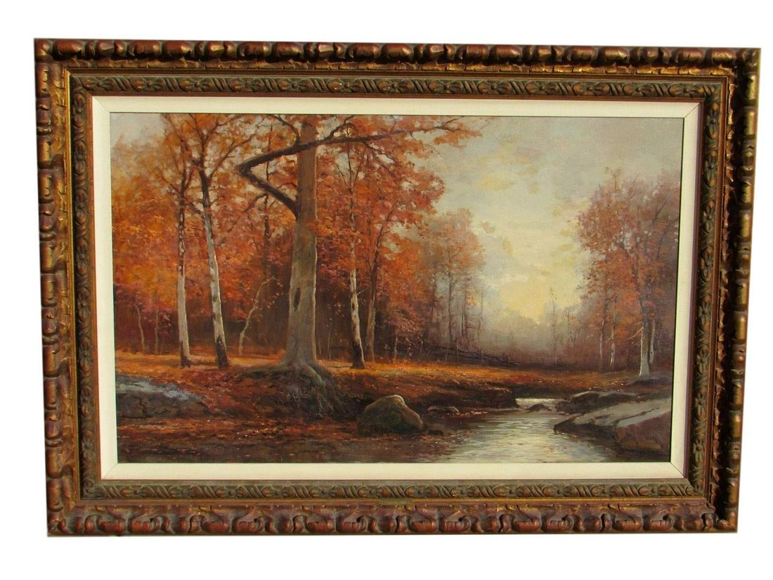 ROBERT W. WOOD, Oil Painting Deep in the Forest Autumn in Woodstock Woods, circa 1968 signed 'Robert (1 of 11)