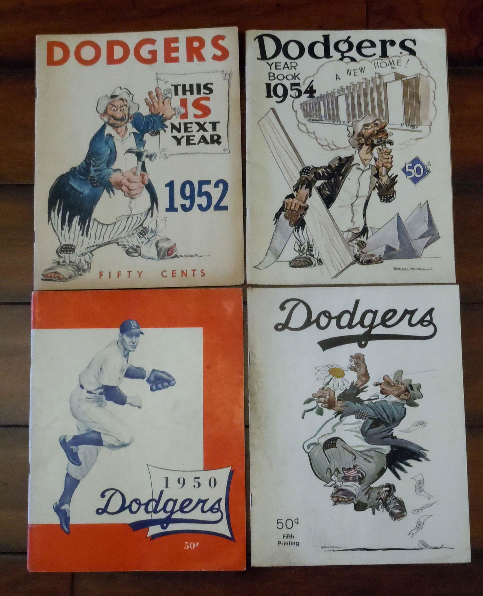 1950 1951 1952 1954 BROOKLYN DODGERS YEARBOOK PROGRAM   A nice grouping of vintage 1950, 1951, 1952 (1 of 7)