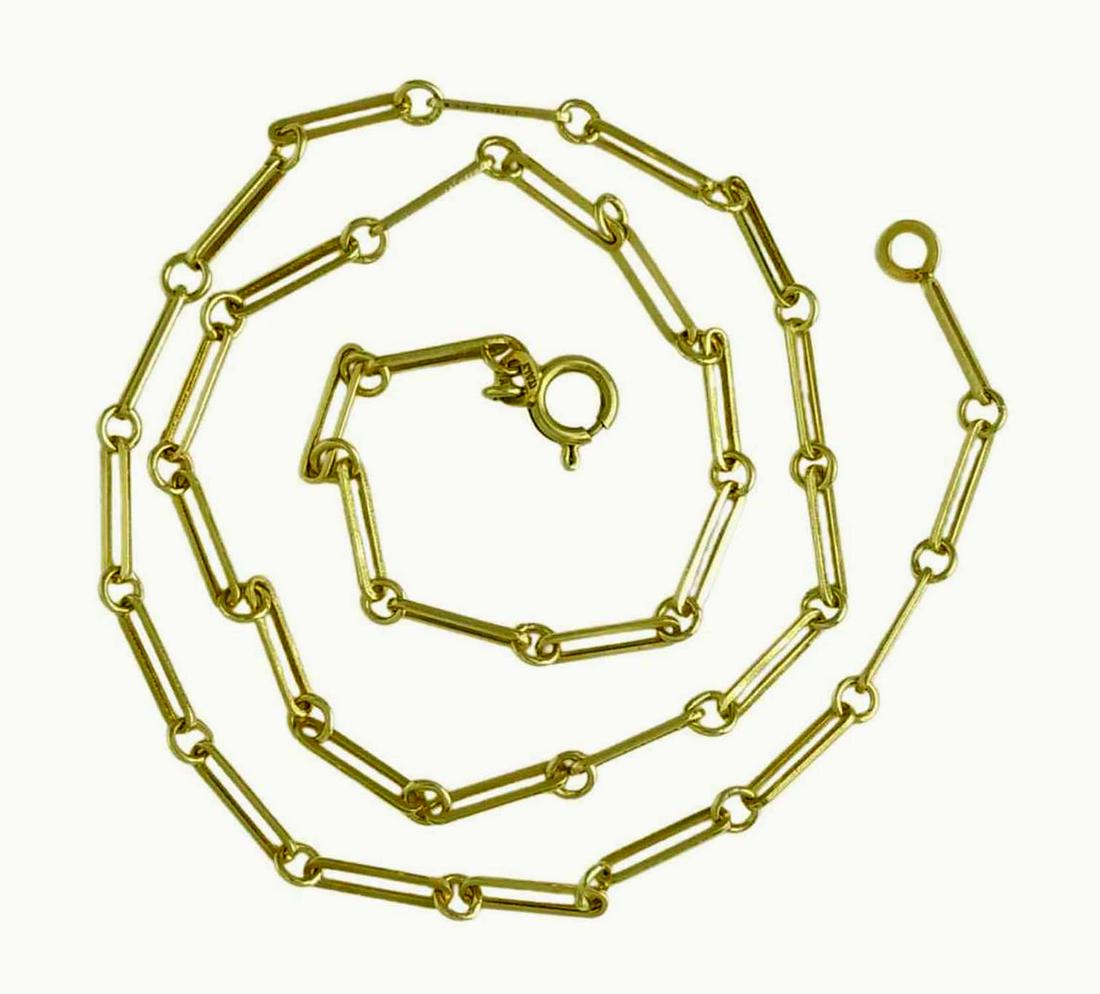 14K GOLD RECTANGLE & CIRCLE ITALIAN CHAIN LINK NECKLACE 14Kt ITALY    An Impressive 14K Yellow Gold (1 of 5)