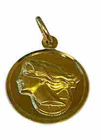 18K YELLOW GOLD LADY JUSTICE PENDANT ITALIAN 18KT 750    A Stunning Vintage 18K Yellow Gold Lady (1 of 5)