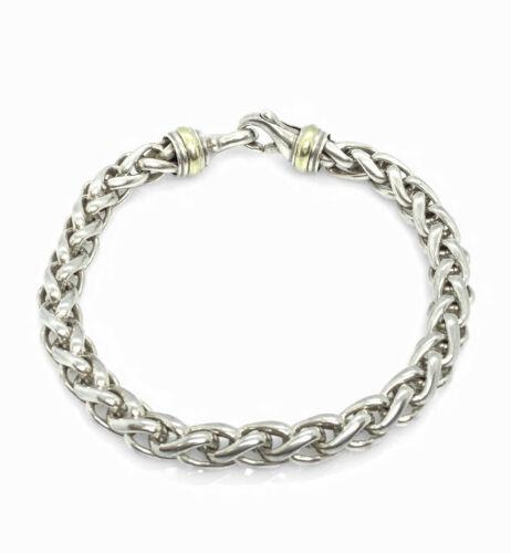 DAVID YURMAN SILVER 14K GOLD 8MM WHEAT CHAIN BRACELET Crafted in the sterling silver and 14k: DAVID YURMAN SILVER 14K GOLD 8MM WHEAT CHAIN BRACELET Crafted in the sterling silver and 14k yellow gold, a combination the designer has used to great acclaim in his award-winning pieces. This Men's D