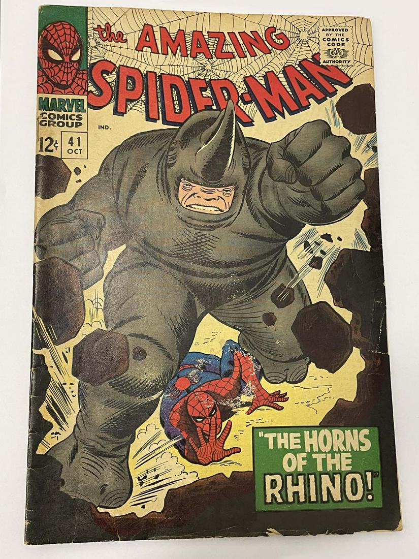 AMAZING SPIDER-MAN #41 1966 HORNS OF THE RHINO MARVEL COMIC BOOK – RAW UNGRADED    We believe this (1 of 9)