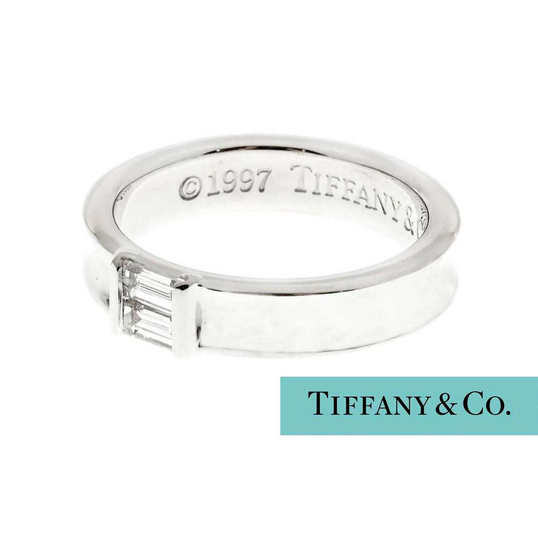 TIFFANY 18KT GOLD DIAMOND STACKABLE BAGUETTE RING 750    Outstanding Authentic Tiffany & Co. 18kt (1 of 4)
