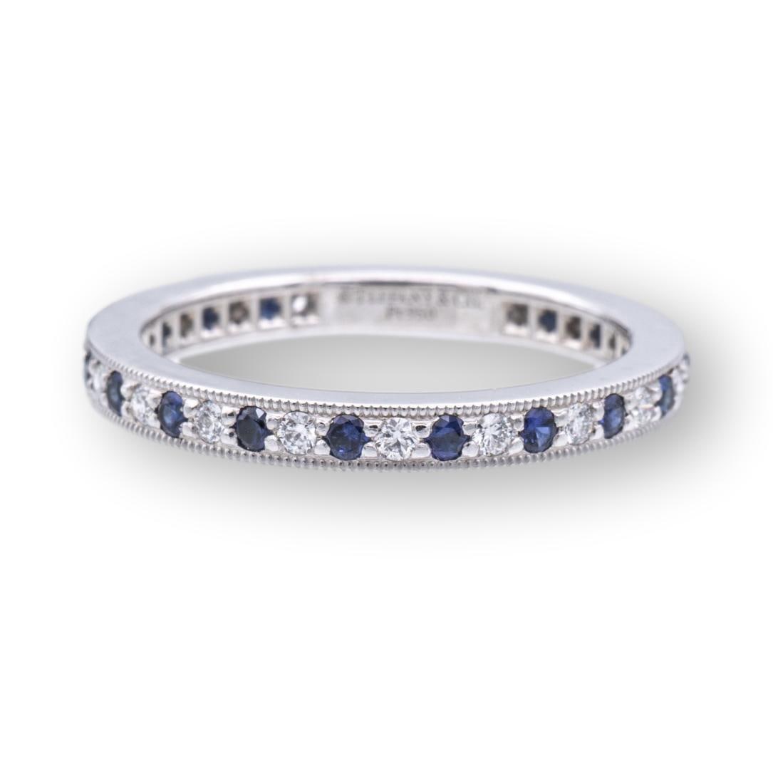 TIFFANY PLATINUM LEGACY SAPPHIRE DIAMOND ETERNITY WEDDING RING BAND    Legacy Collection Platinum (1 of 7)