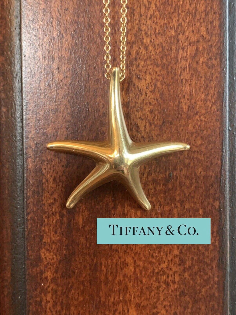 LARGE TIFFANY 18KT PERETTI STARFISH PENDANT NECKLACE    An Outstanding Authentic Large 18K Yellow (1 of 5)