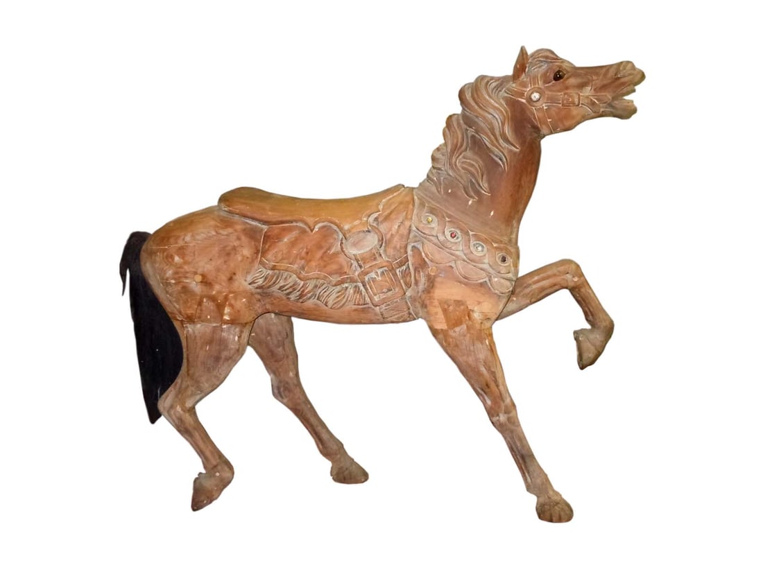 HERSCHELL SPILLMAN STANDER CARVED WOODEN CAROUSEL HORSE    Herschell-Spillman outer row stander hand (1 of 20)