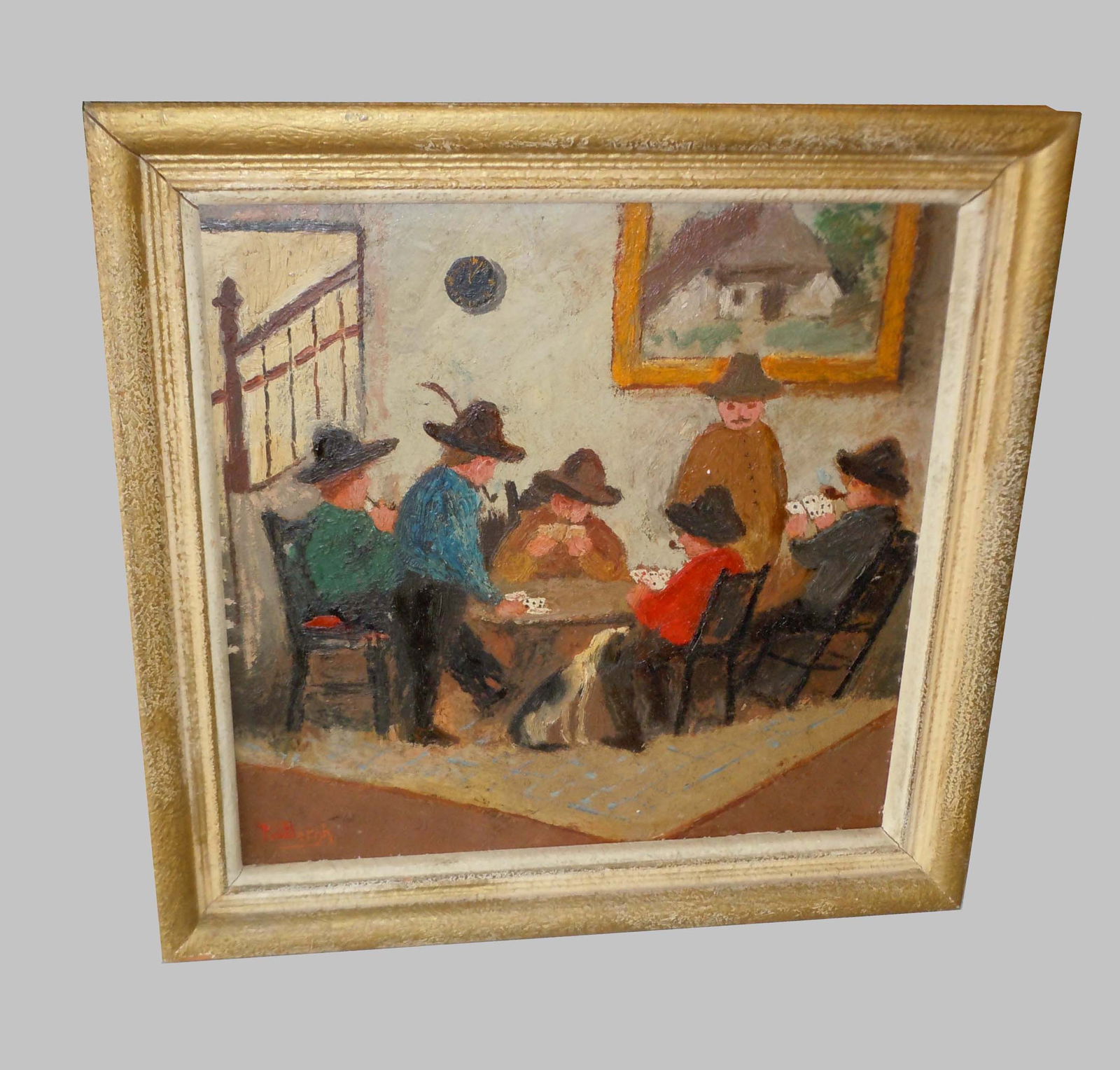 PIETER VAN DEN BERGH DUTCH CARD PLAYERS OIL PAINTING    Pieter Van Den Bergh  Dutch, 1865-1950 (1 of 9)