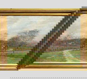 OLIVE PARKER BLACK OIL PAINTING EARLY SPRING AMERICAN (1868-1948); Infused with warmth and the: OLIVE PARKER BLACK OIL PAINTING EARLY SPRING AMERICAN (1868-1948); Infused with warmth and the optimism of a new season, this fine work in oil on canvas signed lower left Olive P Black of ''Early Spri