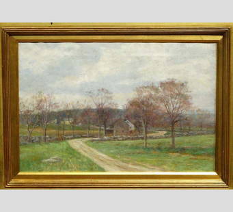 OLIVE PARKER BLACK OIL PAINTING EARLY SPRING AMERICAN (1868-1948); Infused with warmth and the: OLIVE PARKER BLACK OIL PAINTING EARLY SPRING AMERICAN (1868-1948); Infused with warmth and the optimism of a new season, this fine work in oil on canvas signed lower left Olive P Black of ''Early Spri