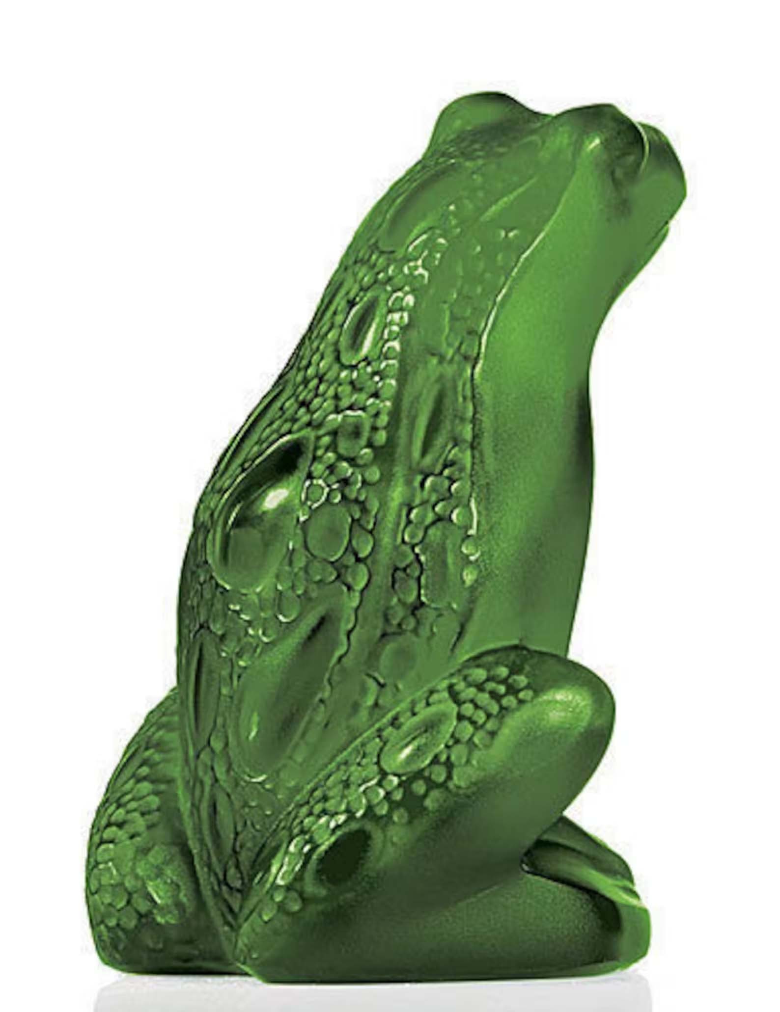 LALIQUE FROSTED LIME GREEN RAINETTE FROG PAPERWEIGHT  w/o Box Authentic vintage Lalique Frosted (1 of 6)