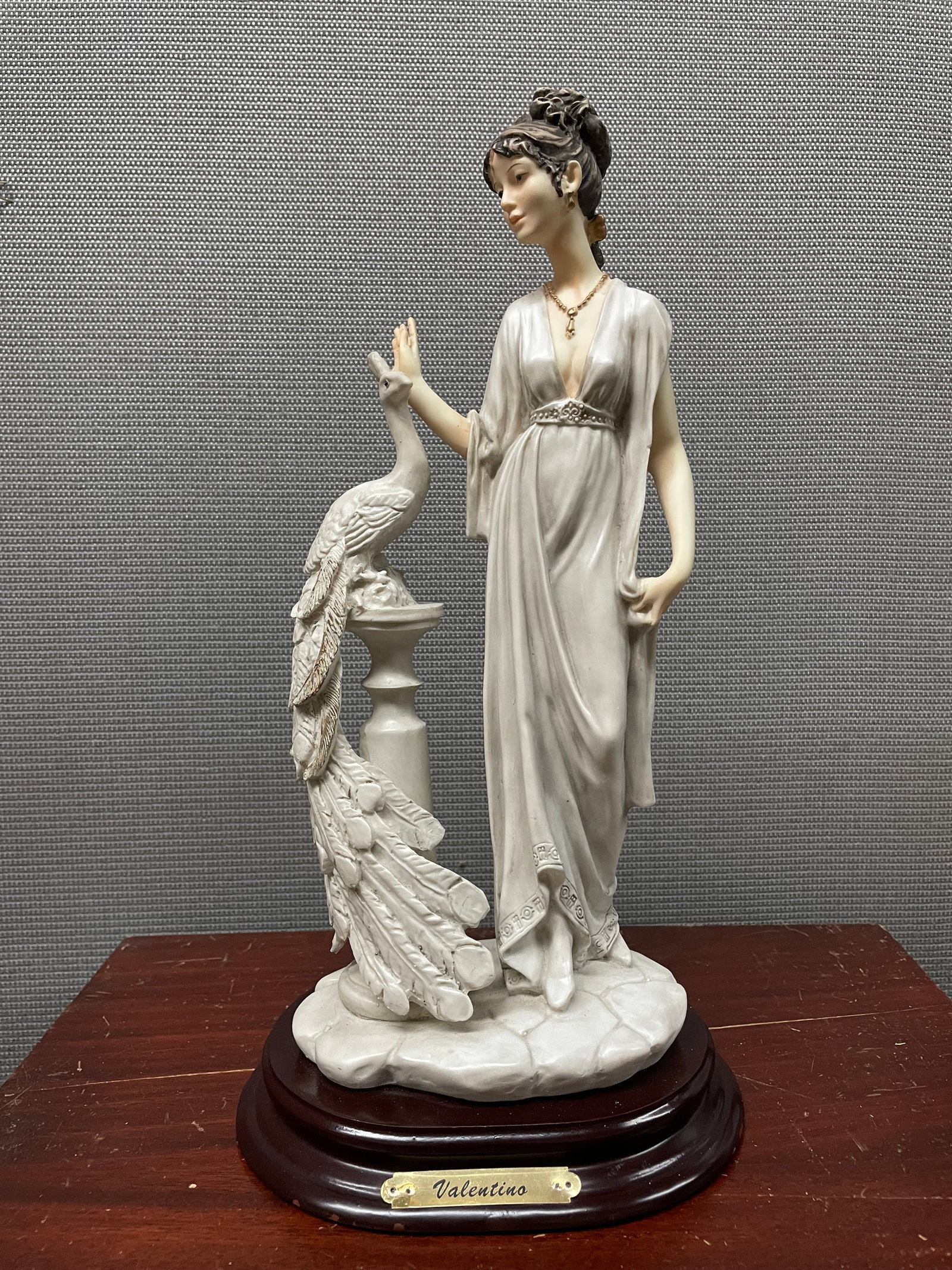 ARMANI STYLE CAPODIMONTE VALENTINO PEACOCK LADY FIGURINE ITALIAN, Hand Made in Italy A Stunning: ARMANI STYLE CAPODIMONTE VALENTINO PEACOCK LADY FIGURINE ITALIAN, Hand Made in Italy A Stunning Armani Style Capodimonte Valentino Peacock Lady Hand Made in Italy Figurine with superb high relief deta