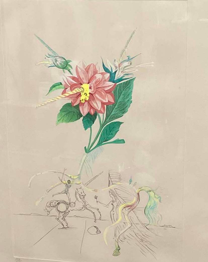 SALVADOR DALI 'DAHLIA UNICORNIS' COLOR ETCHING w DRYPOINT & POCHOIR ON ARCHES PAPER    Salvador Dali (1 of 9)