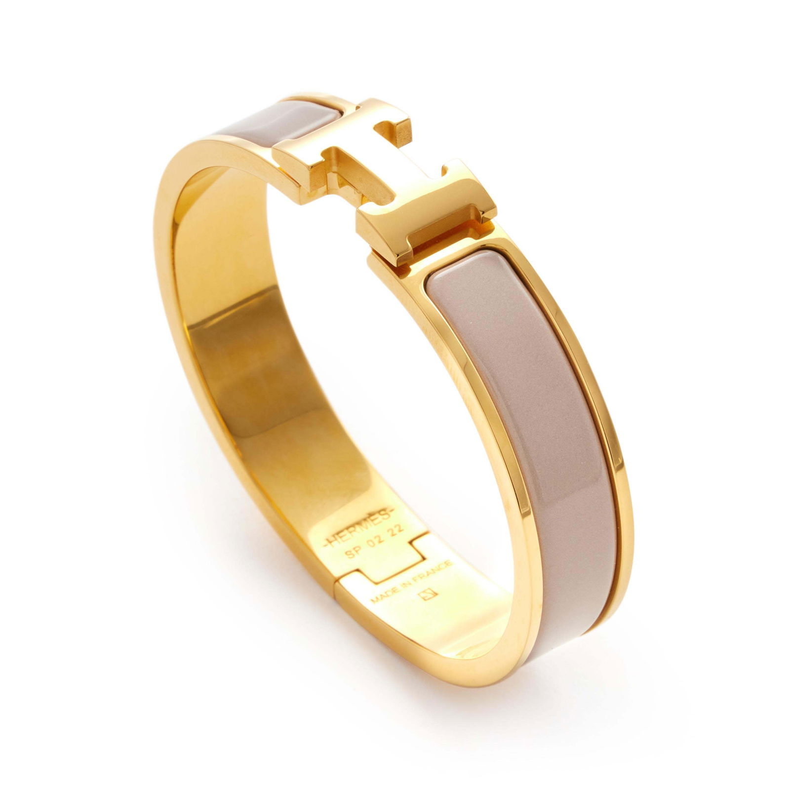 HERMES CLIC CLAC H BANGLE PM BRACELET, MARRON GLACE ENAMEL & GOLD    Hermes Marron Glace Enamel PM (1 of 6)