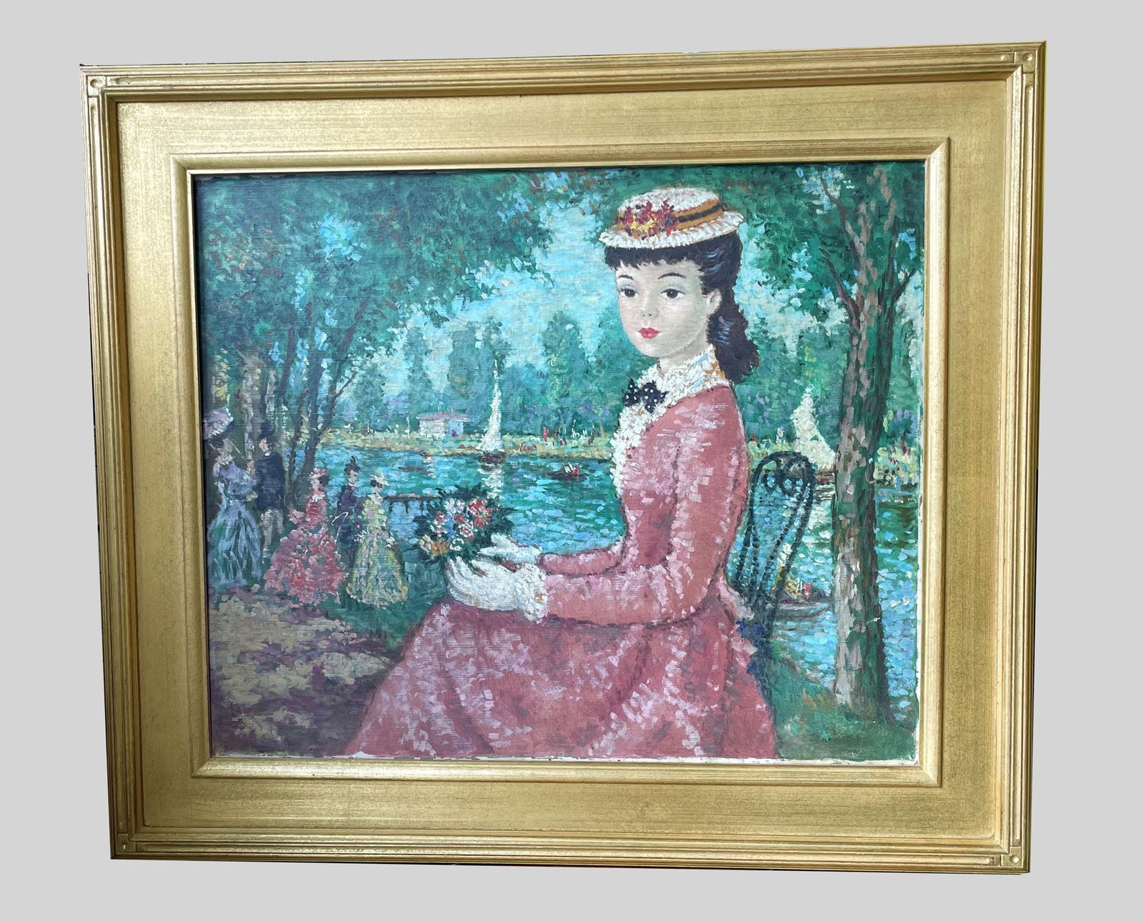 ATTRIB: SUZANNE EISENDIECK OIL PAINTING FEMMES ET PERSONNAGES AU BORD DE LA MER DANS UN PAYSAGE: ATTRIB: SUZANNE EISENDIECK OIL PAINTING FEMMES ET PERSONNAGES AU BORD DE LA MER DANS UN PAYSAGE D'?T? Attrib: Suzanne Eisendieck German, 1908-1998 Femmes et personnages au bord de la mer dans un pa