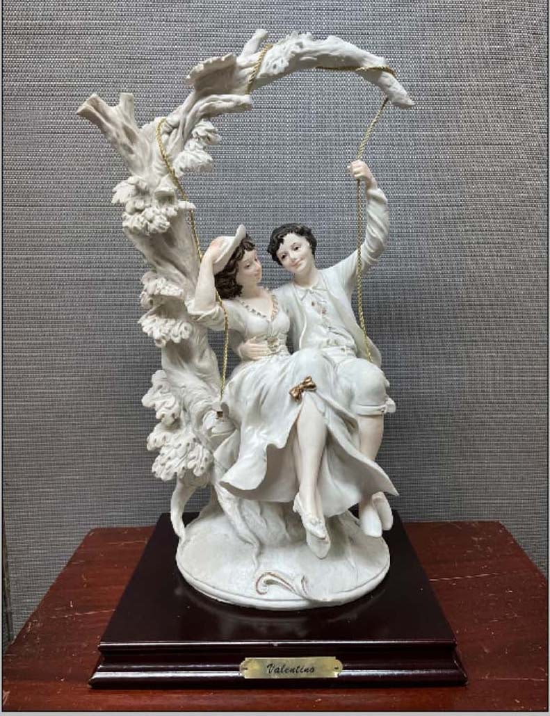ARMANI STYLE CAPODIMONTE VALENTINO FRAGONARD THE SWING YOUNG LOVERS, Hand Made in Italy Figurine: ARMANI STYLE CAPODIMONTE VALENTINO FRAGONARD THE SWING YOUNG LOVERS, Hand Made in Italy Figurine Italian A Stunning Armani Style Capodimonte Valentino Fragonard The Swing Young Lovers Hand Made in It