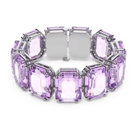 PURPLE SWAROVSKI MILLENIA RHODIUM PLATED BRACELET, OCTAGON CUT CRYSTALS w/ Box & Papers Bold yet