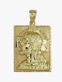 HIGH RELIEF HOLLOW 14K GOLD CHRIST HEAD PENDANT CHARM High Relief Hollow 14K Gold Christ Head