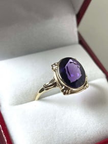 ART DECO 10KT YELLOW GOLD AMETHYST FASHION STATEMENT COCKTAIL RING An Outstanding Antique Art Deco