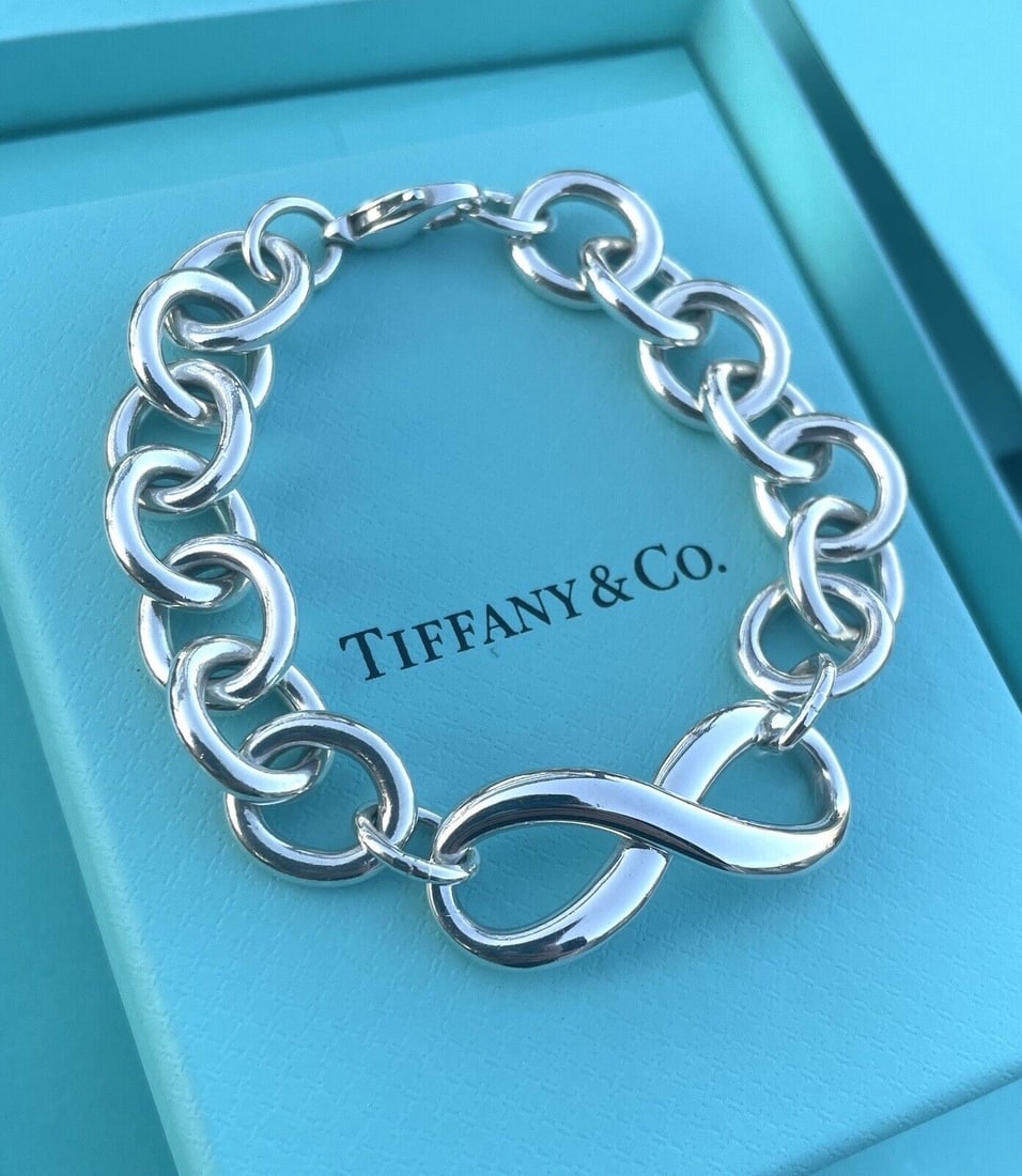 TIFFANY & Co STERLING SILVER 925 INFINITY HEAVY LINK X-LARGE CHAIN BRACELET    A Fantastic Tiffany & (1 of 12)