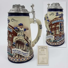 BEER STEIN BROOKLYN DODGERS 1955 WORLD CHAMPIONS EBBETS FIELD COOPERSTOWN Limited Edition Brooklyn
