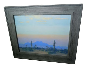CHARLES WORDEN BETHELL 'DESERT SUNSET', CALIFORNIA PASTEL GOUACHE CACTUS PAINTING Charles Worden
