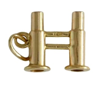 1950'S 14K YELLOW GOLD MINIATURE BINOCULARS CHARM PENDANT An Outstanding Vintage 1950's 14K