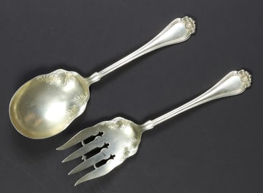 CALDWELL SILVER SERVING FORK SPOON atr DOMINICK & HAFF An Impressive Silver Philadelphia Spoon
