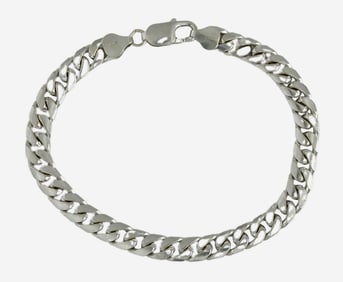 CHUNKY 14K WHITE GOLD 7MM MIAMI CUBAN CURB LINK CHAIN BRACELET A Nice Chunky 14K White Gold 7mm