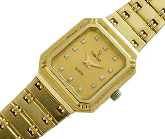 LADIES CONCORD 'LA COSTA' 18K GOLD DIAMOND DIAL WATCH 52Gr. A stunning Vintage Ladies Estate