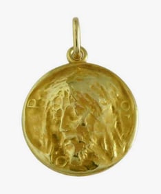 18K GOLD JESUS CHRIST HEAD PENDANT CHARM 3D HIGH RELIEF HAMMERED FINISH Marked 750 An Outstanding